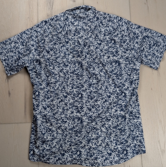 Peter‎ Millar Shirt Mens M Seaside Palm Print Short Sleeve Hawaiian Blue White - Picture 5 of 9